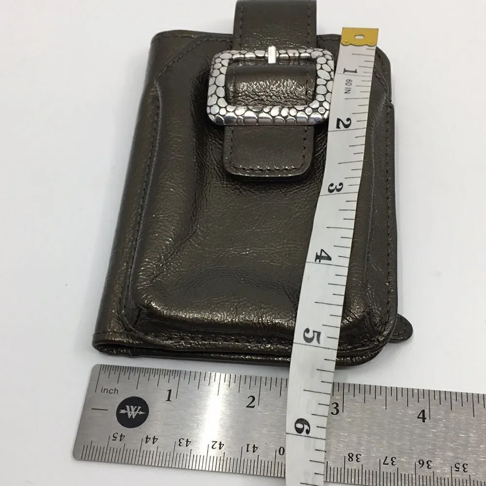 Brighton Metallic Olive Green Patent Leather Phone Wallet Card Case